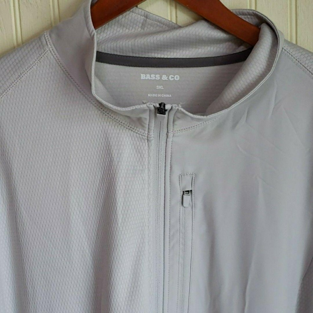 Bass & Co Pullover Mens 3XL Gray Mesh 1/4 Zip Long Sleeve Athletic Shirt